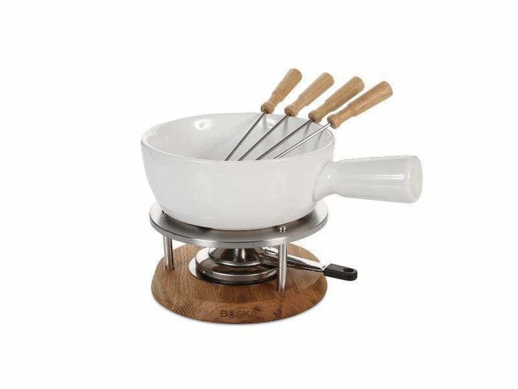 Boska White Ceramic Fondue Set, 4 Person
