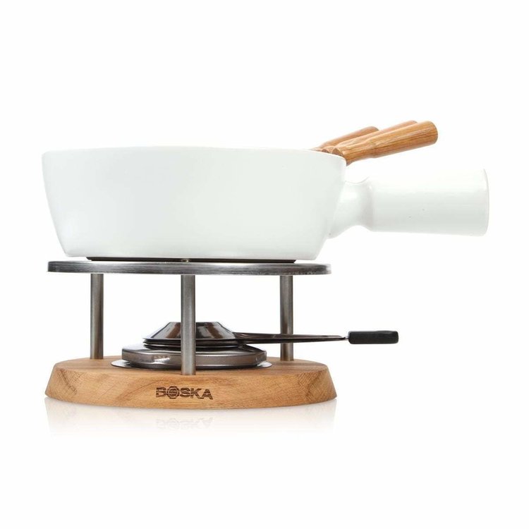 Boska White Ceramic Fondue Set, 4 Person