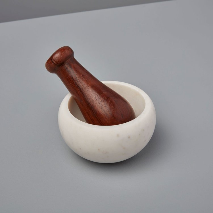 Marble & Wood Mortar & Pestle
