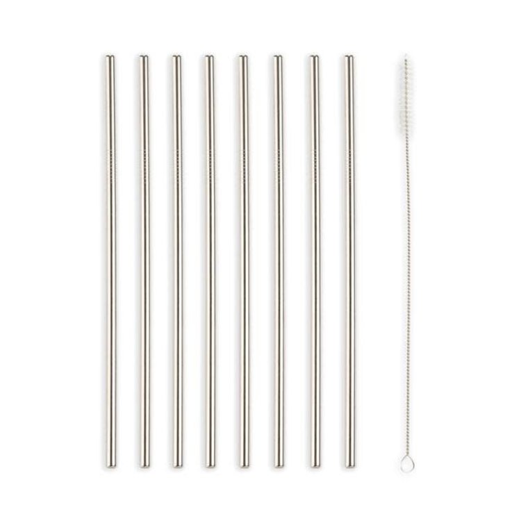 Straight Thin Metal Straws, set of 10