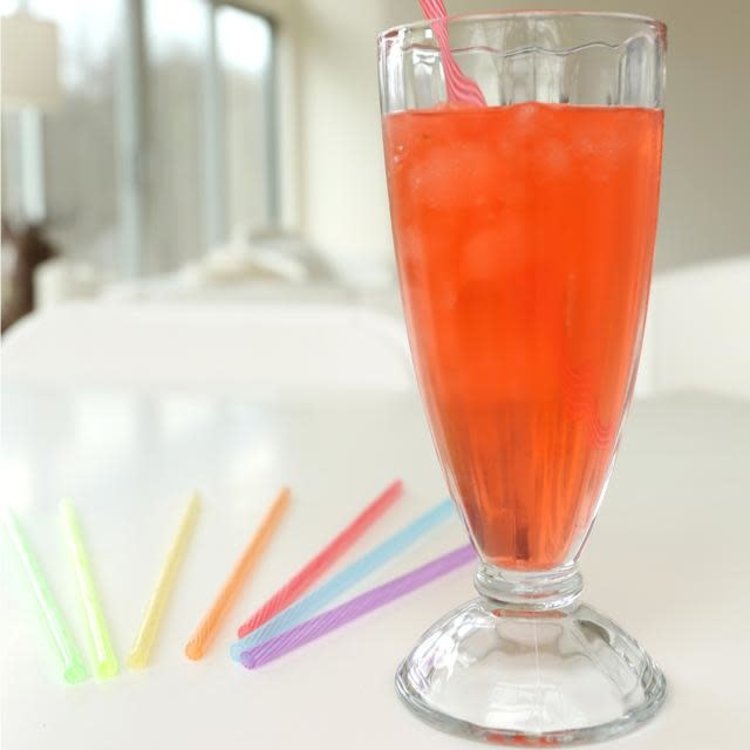 Rainbow Reusable Plastic Straws, set of 24