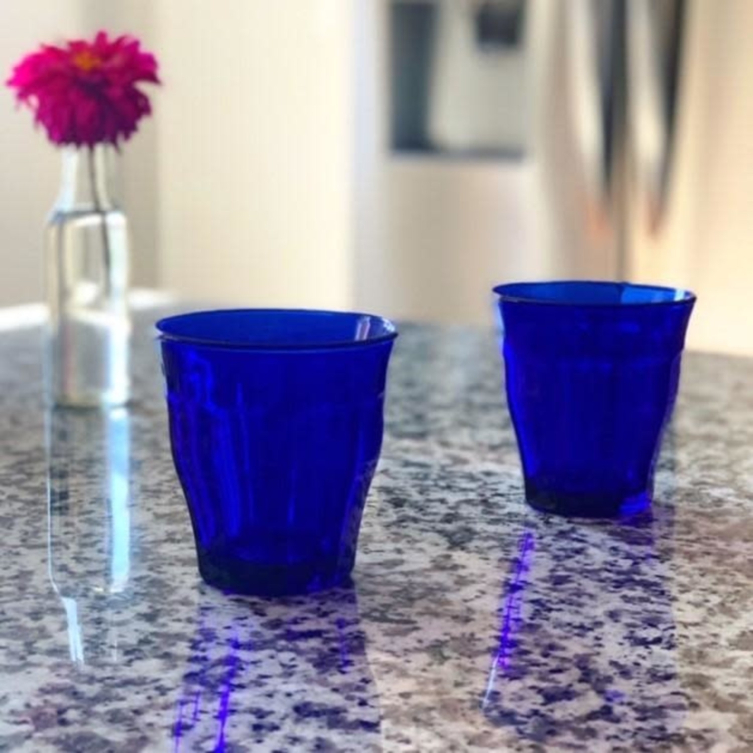 Depression Style Glassware Straw Dispenser, Cobalt Blue 