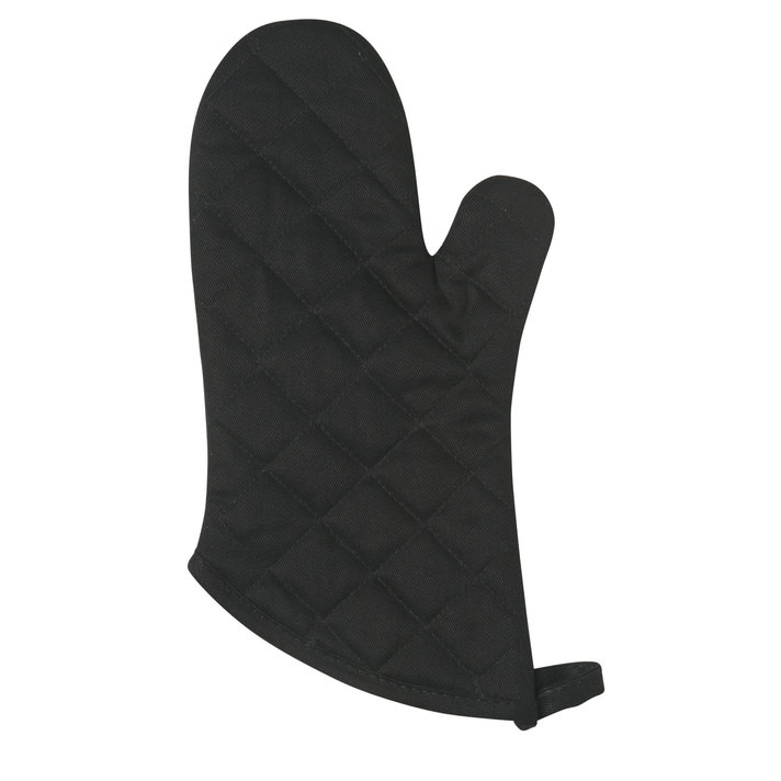 Black Silicone Oven Mitt - Heat-Resistant, Cotton Lining - 13 x 7