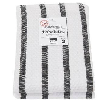 Set of 2 Black Basketweave Dishcloths