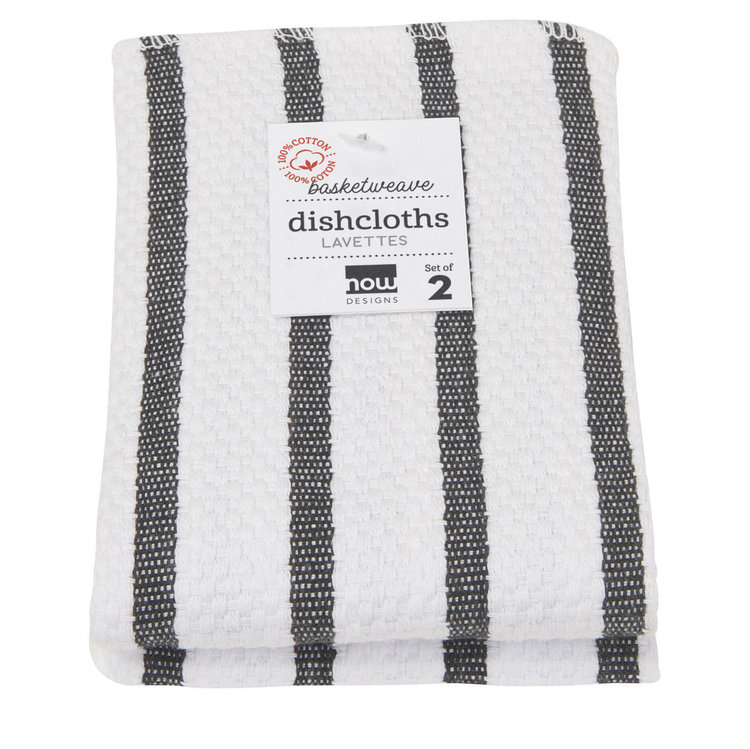 Set of 2 Black Basketweave Dishcloths