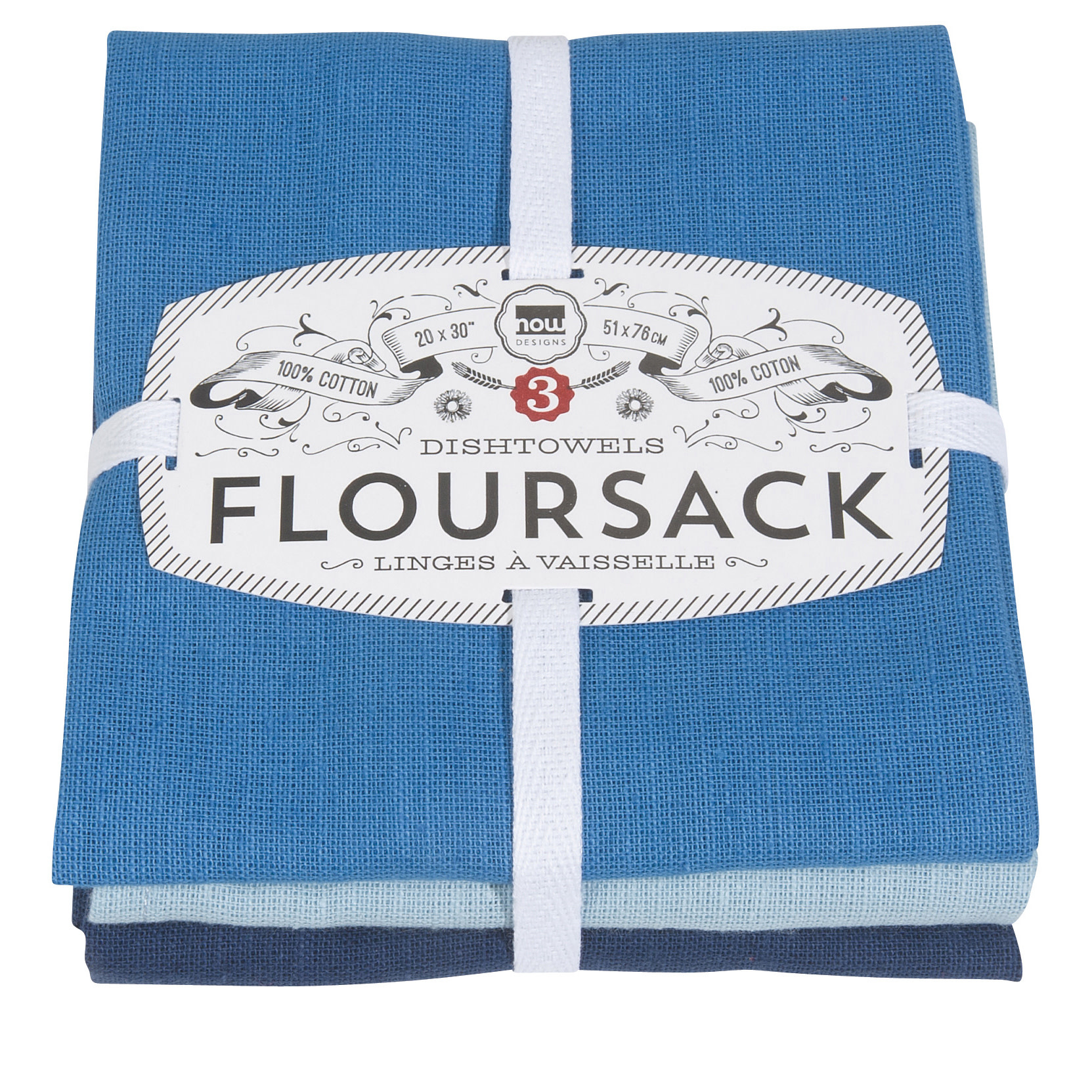 Indigo Flour Sack Towels, set of 3 - Whisk