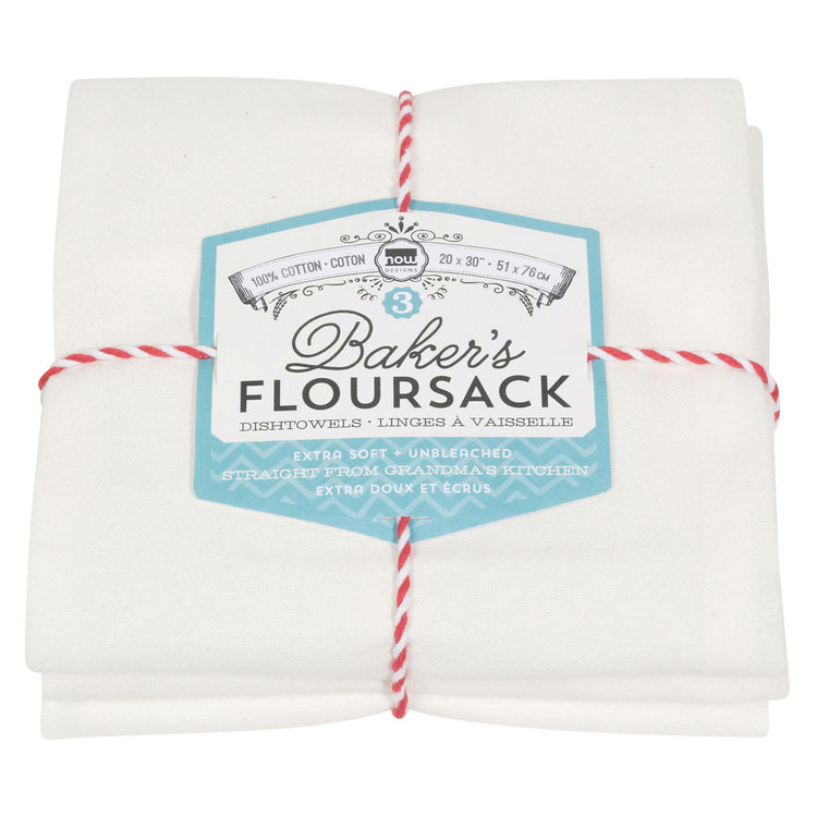 White Flour Sack Towels, set of 3