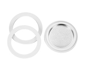 Bialetti 3 Replacement Seals and 1 Filter for 6 Cup Moka Express Blister 6 cup 
