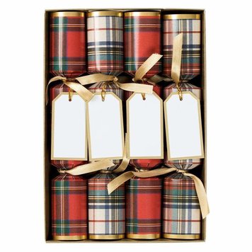 Tartan Christmas Crackers, set of 8