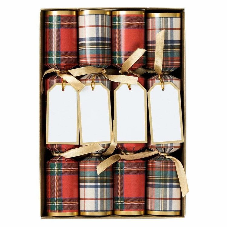 Tartan Christmas Crackers, set of 8