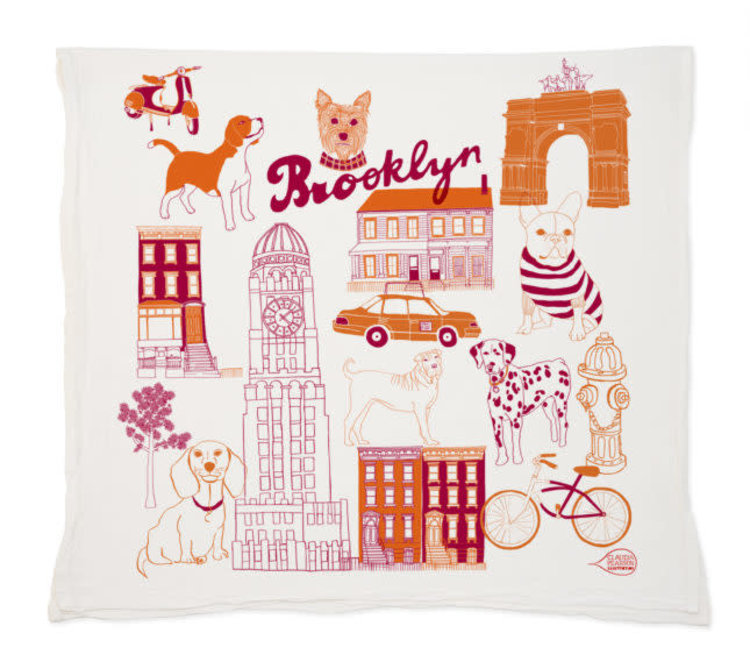 Claudia Pearson Brooklyn Dogs Dishtowel