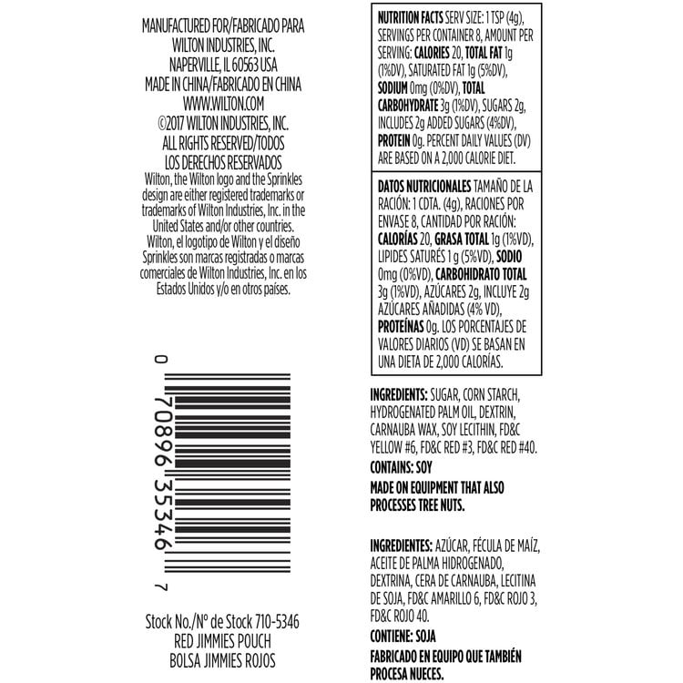 Wilton Wilton Red Jimmies, 1.1oz Pouch