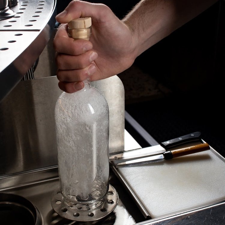 Crew Blue Infusing Bottle with Measurements and Lid & Pour Spout