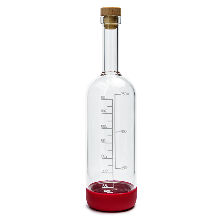 Merlot Red Infusing Bottle with Measurements and Lid & Pour Spout