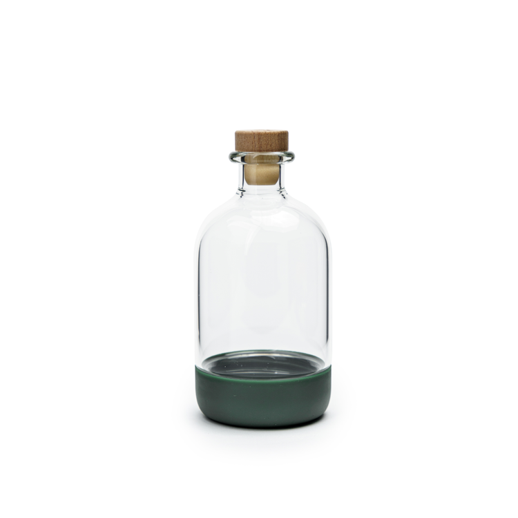15oz Basil Green Short Infusing Bottle with Lid & Pour Spout