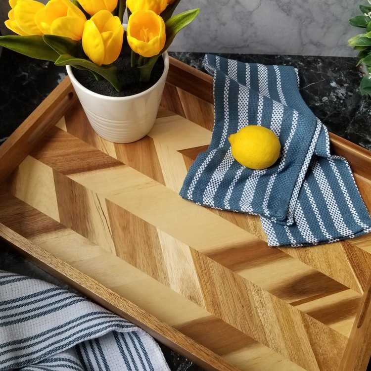Acacia Herringbone Serving Tray