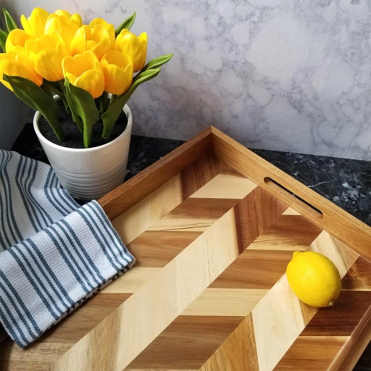 Acacia Herringbone Serving Tray