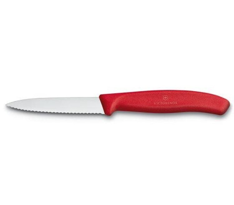 3.25" Red Spear Point Serrated Paring Knife