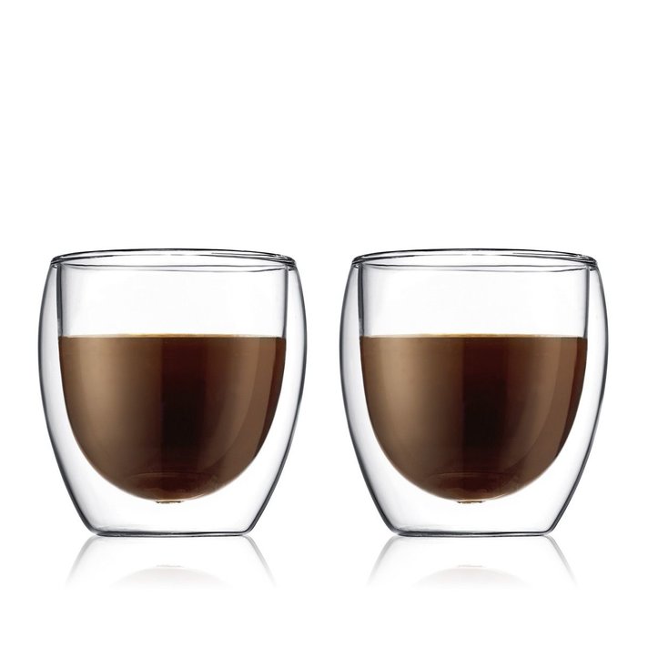 Mini Bodum Double Wall Glass Design Espresso Cup Anti-Scald Handle