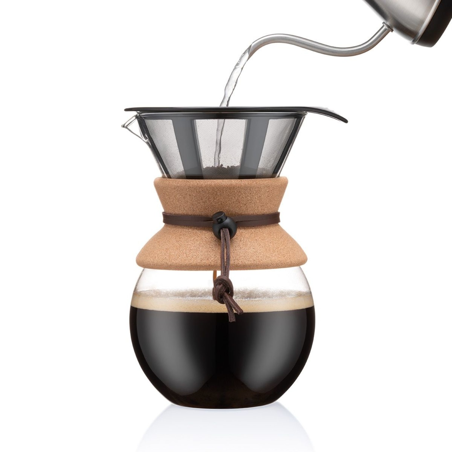 Bodum 34oz Pour Over Coffee Dripper w/ Reusable Stainless Steel Filter,  Brown, Cork 