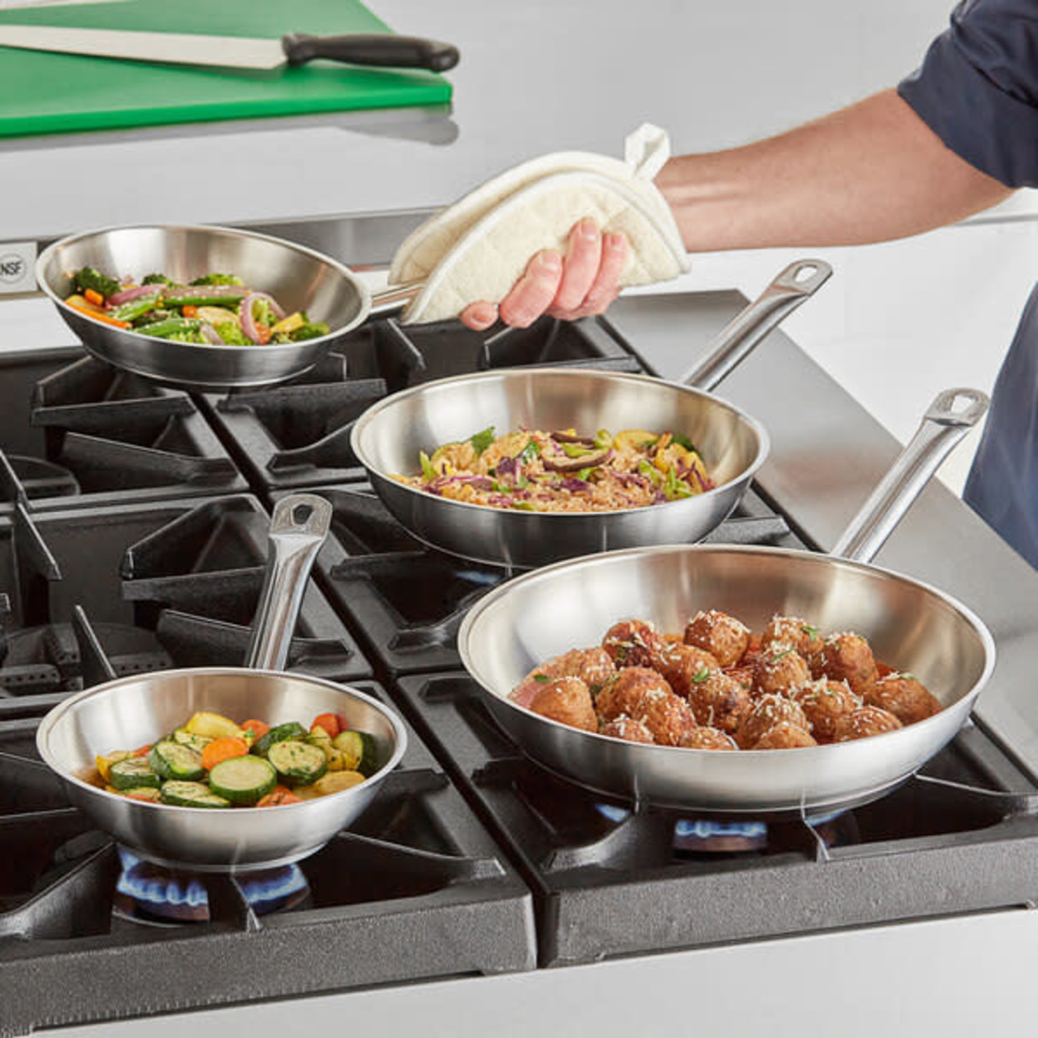 Vigor 11 Stainless Steel Fry Pan with Aluminum-Clad Bottom