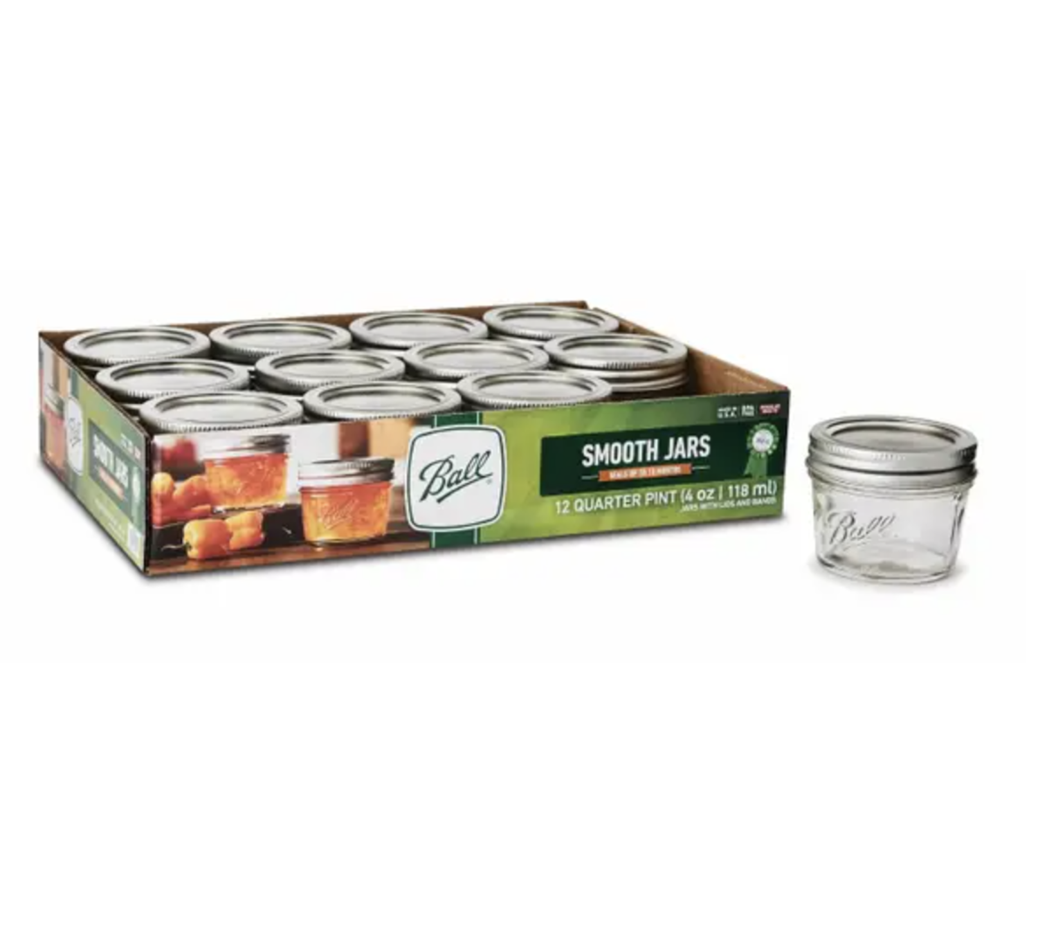 Ball 4 Oz. Regular Mouth Smooth-Sided Silver Lid Canning Jar (12-Count) -  Bliffert Lumber and Hardware