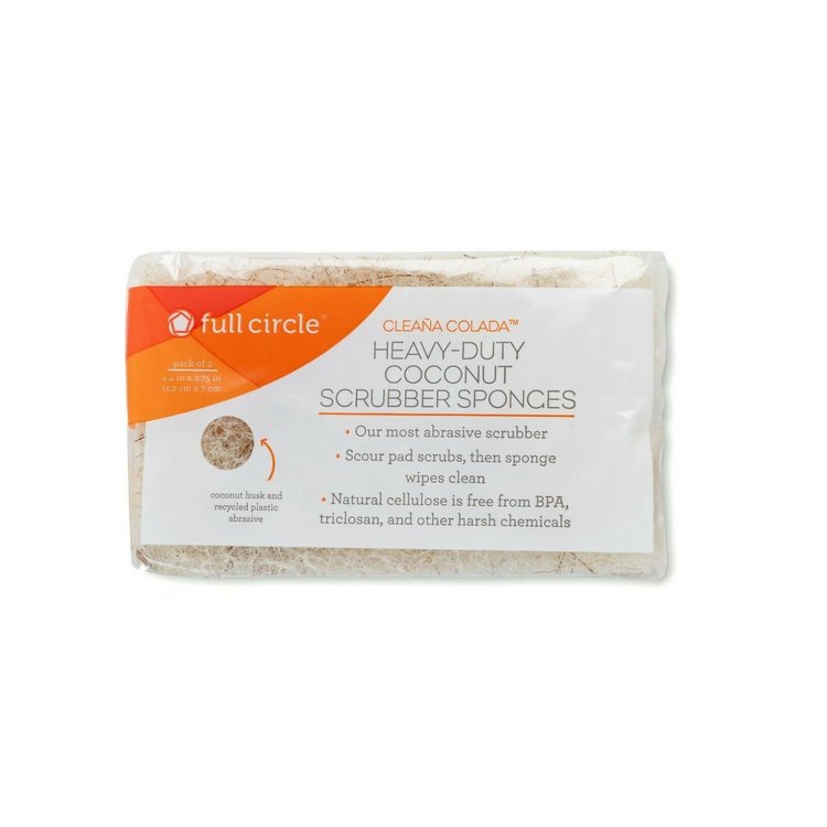Heavy Duty Coconut Sponges with Scour Pads, set of 2