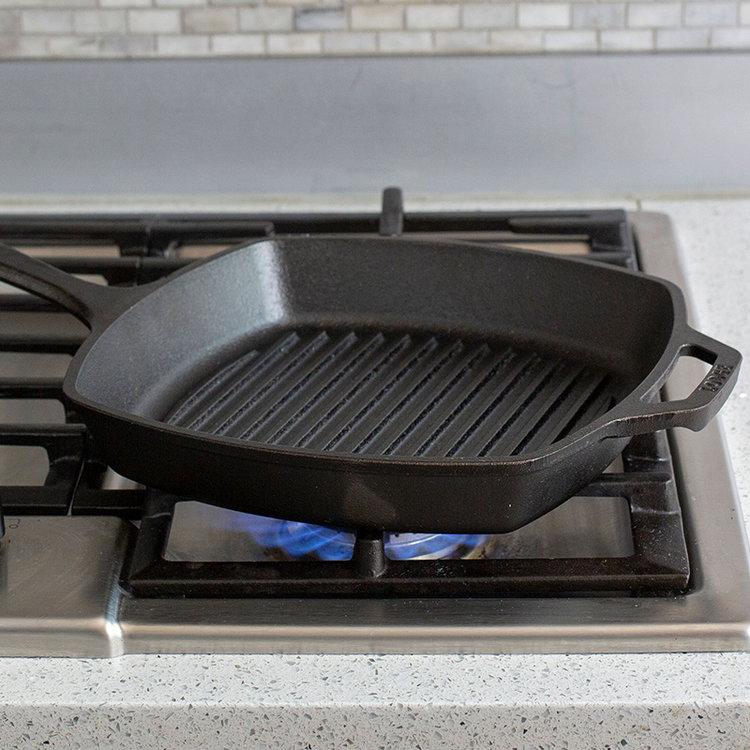 Lodge 10.25" Square Pre-Seasoned Cast Iron Grill Pan