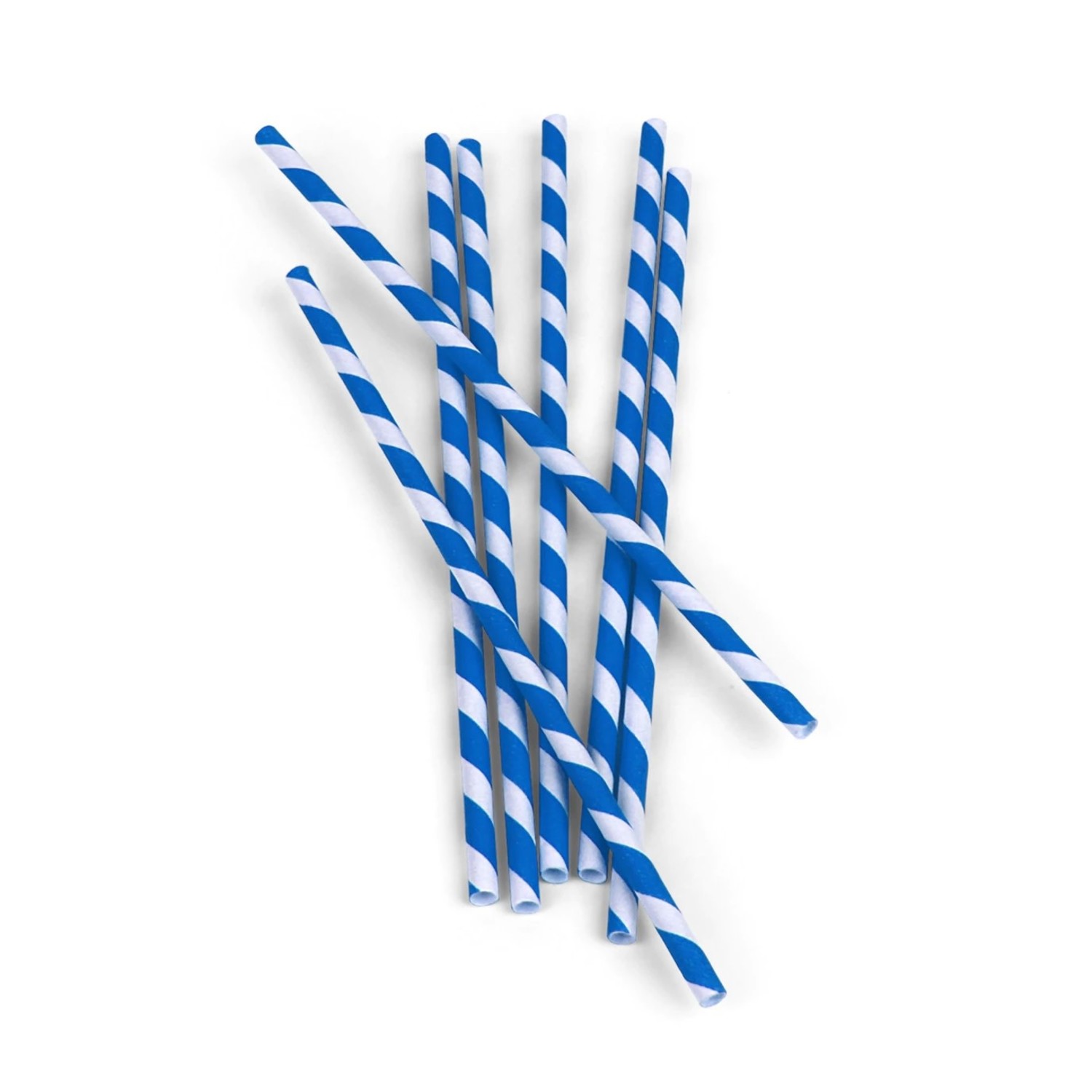 8.5 Blue Striped Colossal Paper Straws - 1480 Ct.