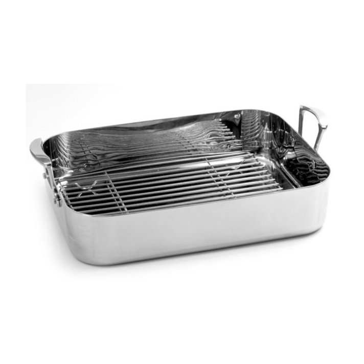 Two BAKING and ROASTING Pans 12x10 and 10x8 inches 18/0 Stainless Steel