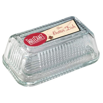 Ribbed Glass Butter Dish