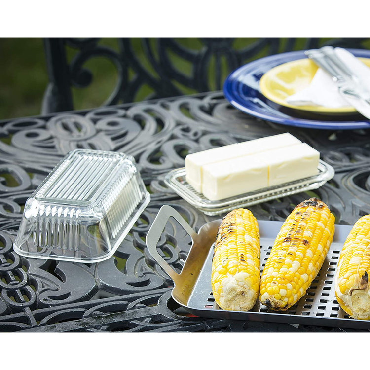 Ribbed Glass Butter Dish