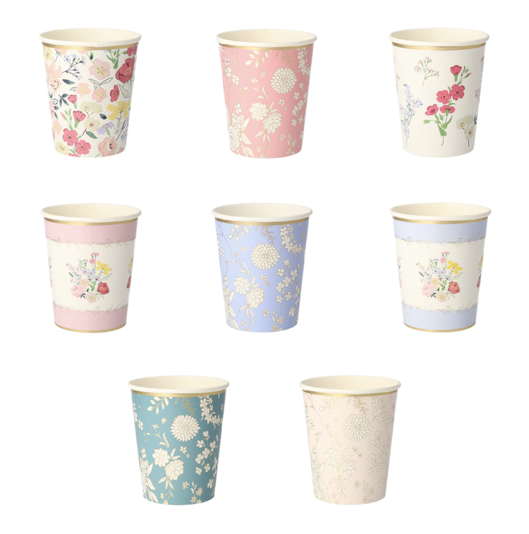 English Garden Paper Cups, set of 8