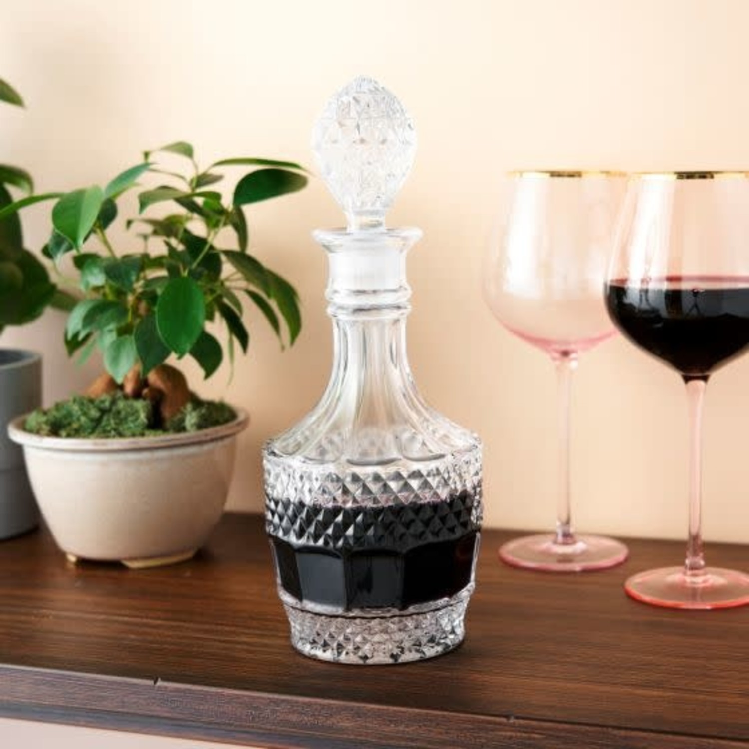Handmade Glass Wine Decanter - Dynasty Square
