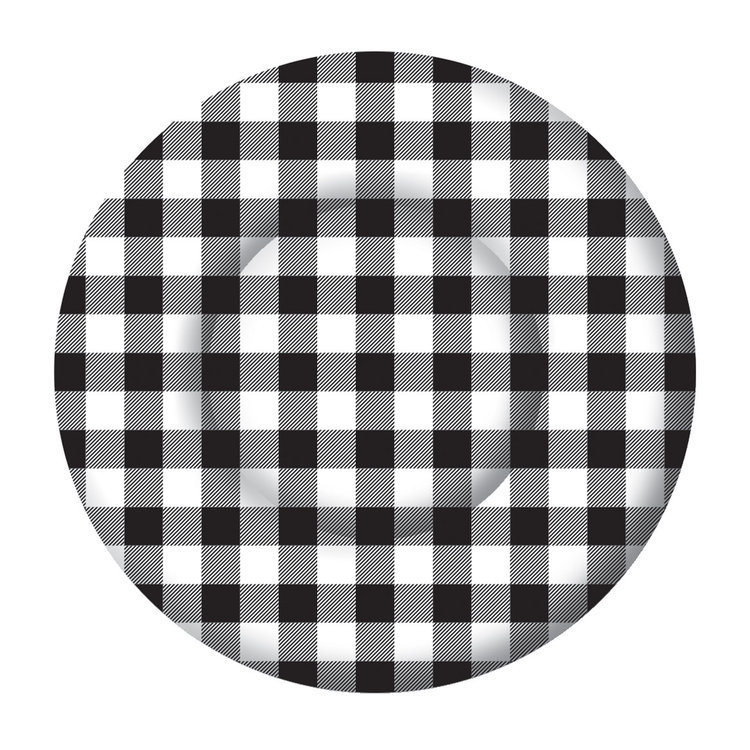 Black Buffalo Check Paper Dessert Plates, set of 8