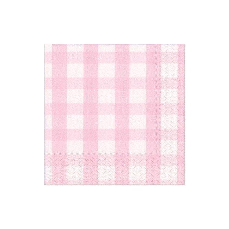 Pink Gingham Cocktail Napkins