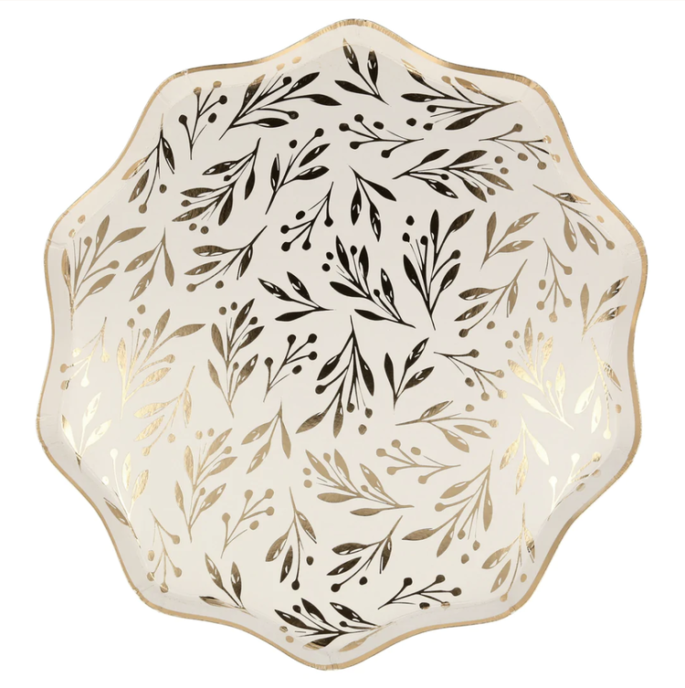 Gold Leaf Dinner Plates, set of 8