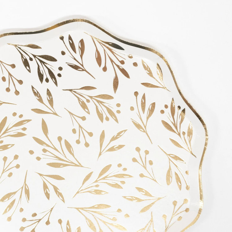 Gold Leaf Dinner Plates, set of 8
