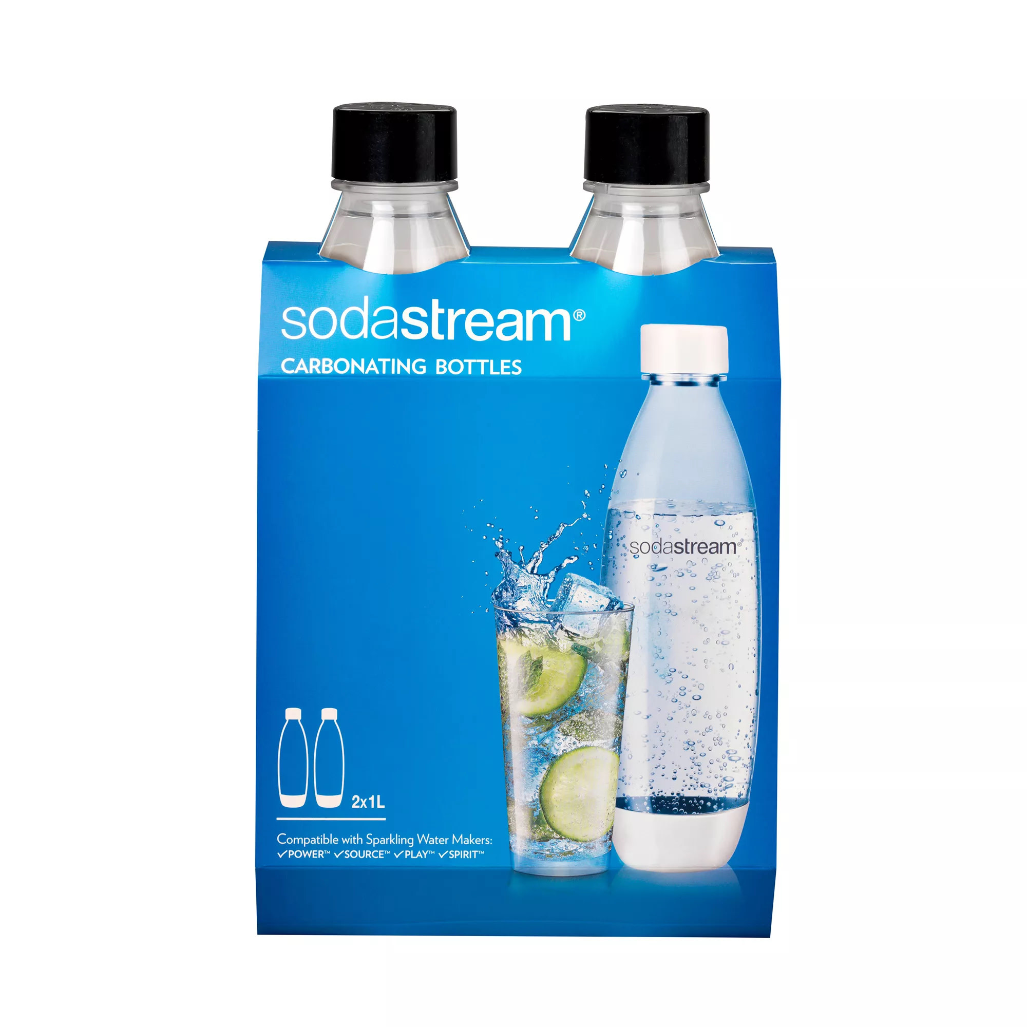 Sodastream 1 liter White Sodastream Bottles set of 2 - Whisk