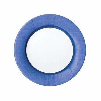 Blue Linen Paper Dessert Plates, set of 8