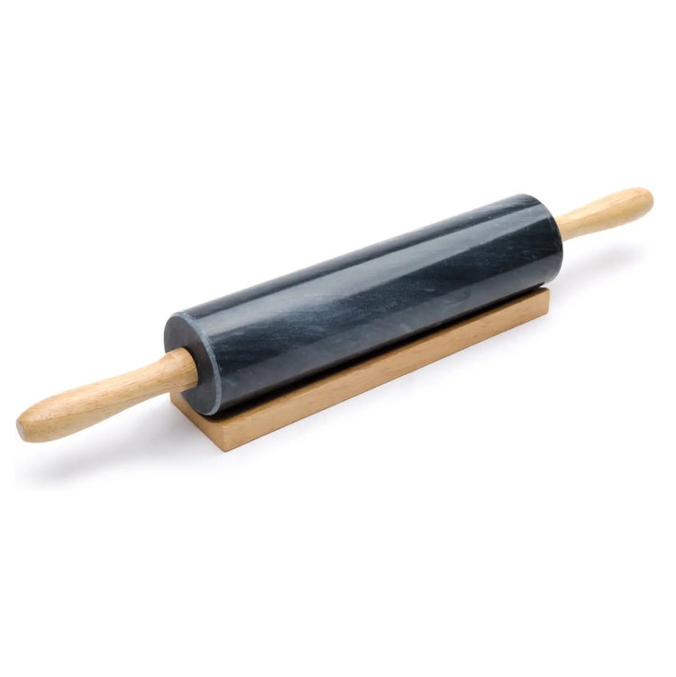 rolling pin, blk marble w/ base Whisk