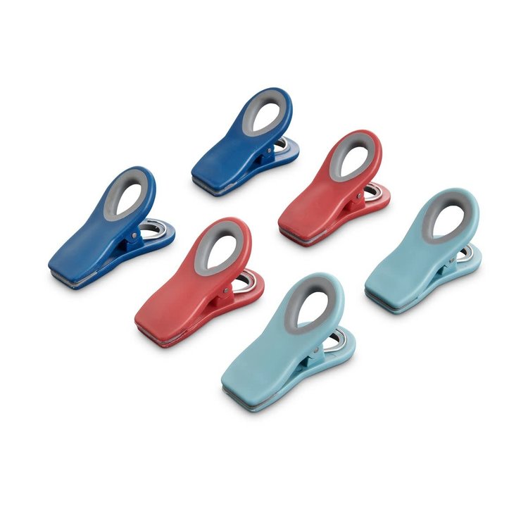 Magnetic Bag Clips, set of 6, (Red, Turquoise & Navy)