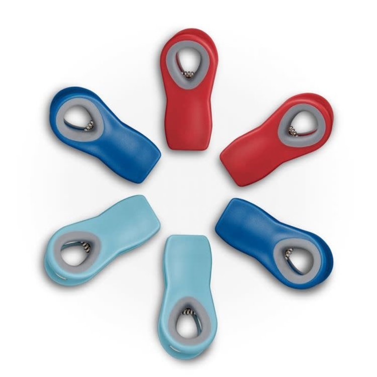 Magnetic Bag Clips, set of 6, (Red, Turquoise & Navy)