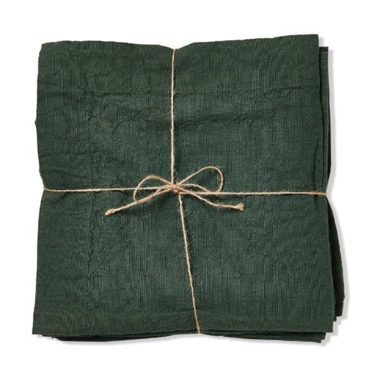Dark Green Slub Napkins. set of 4