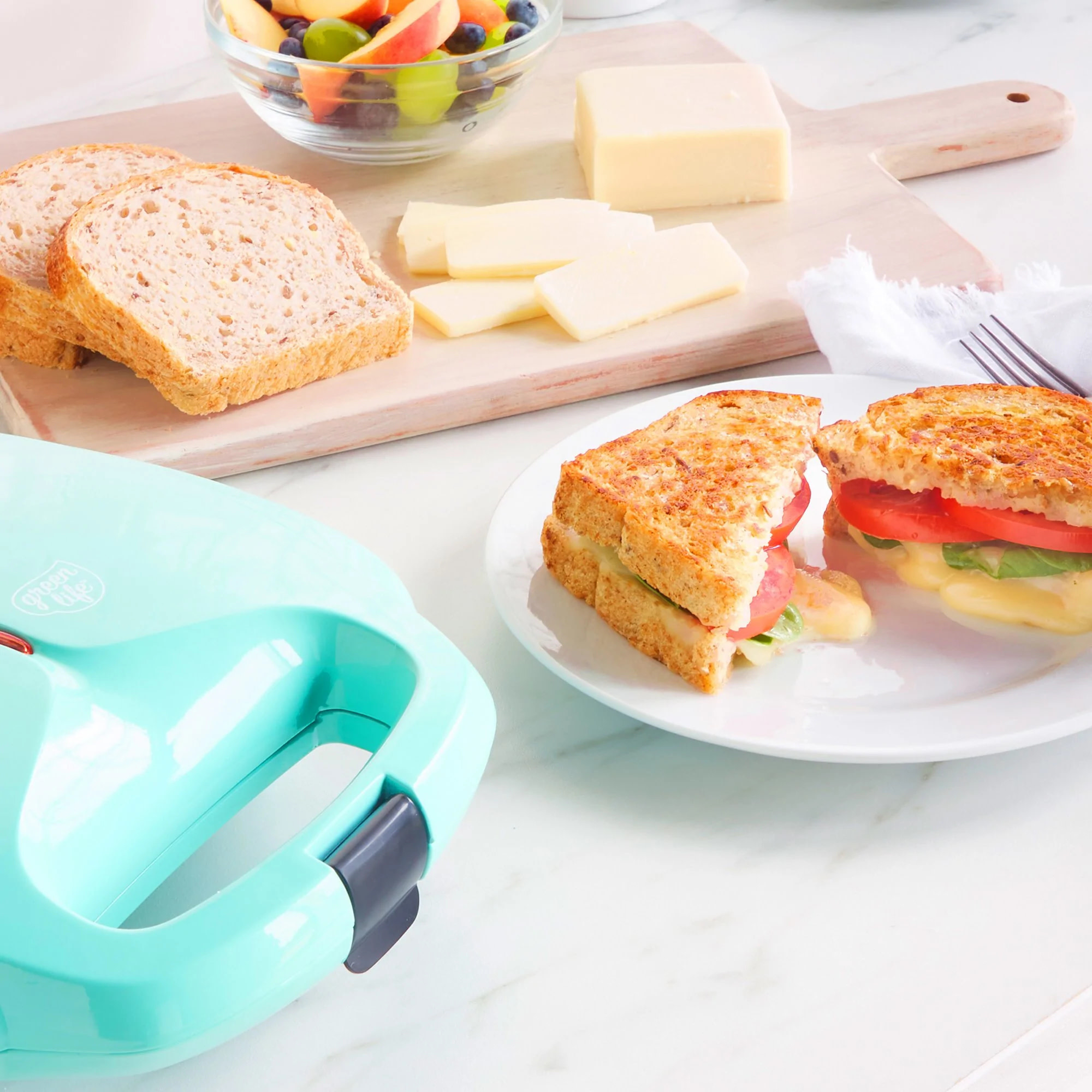  Greenlife Turquoise Ceramic Electric Sandwich Maker (Pink):  Home & Kitchen