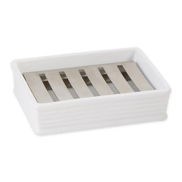 White & Stainless Soap Dish