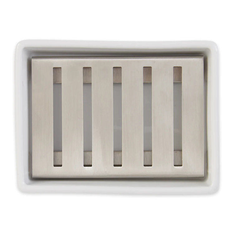 White & Stainless Soap Dish