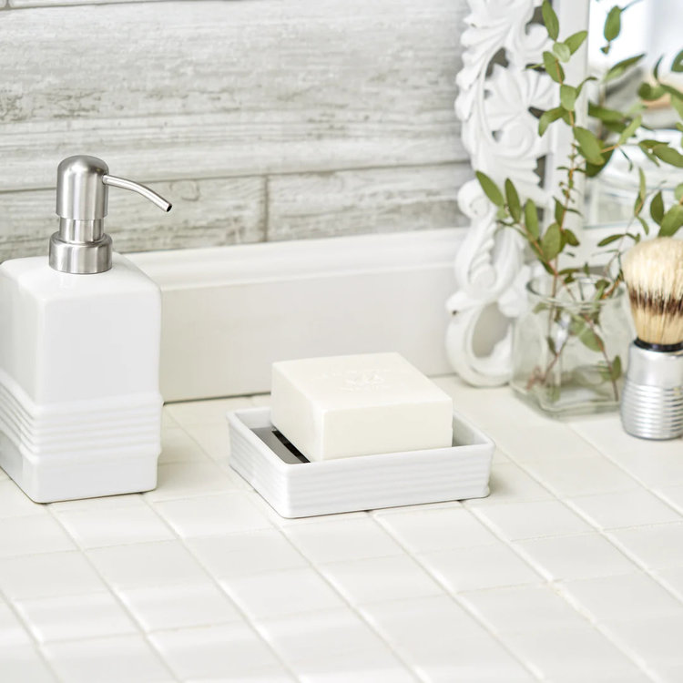 White & Stainless Soap Dish