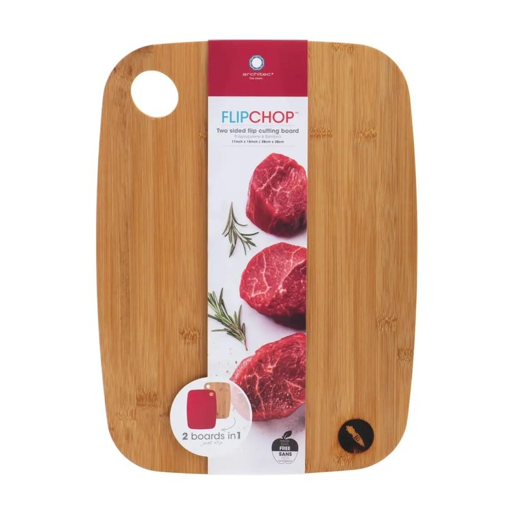 11x15" Flip Chop Wood & White Plastic Cutting Board