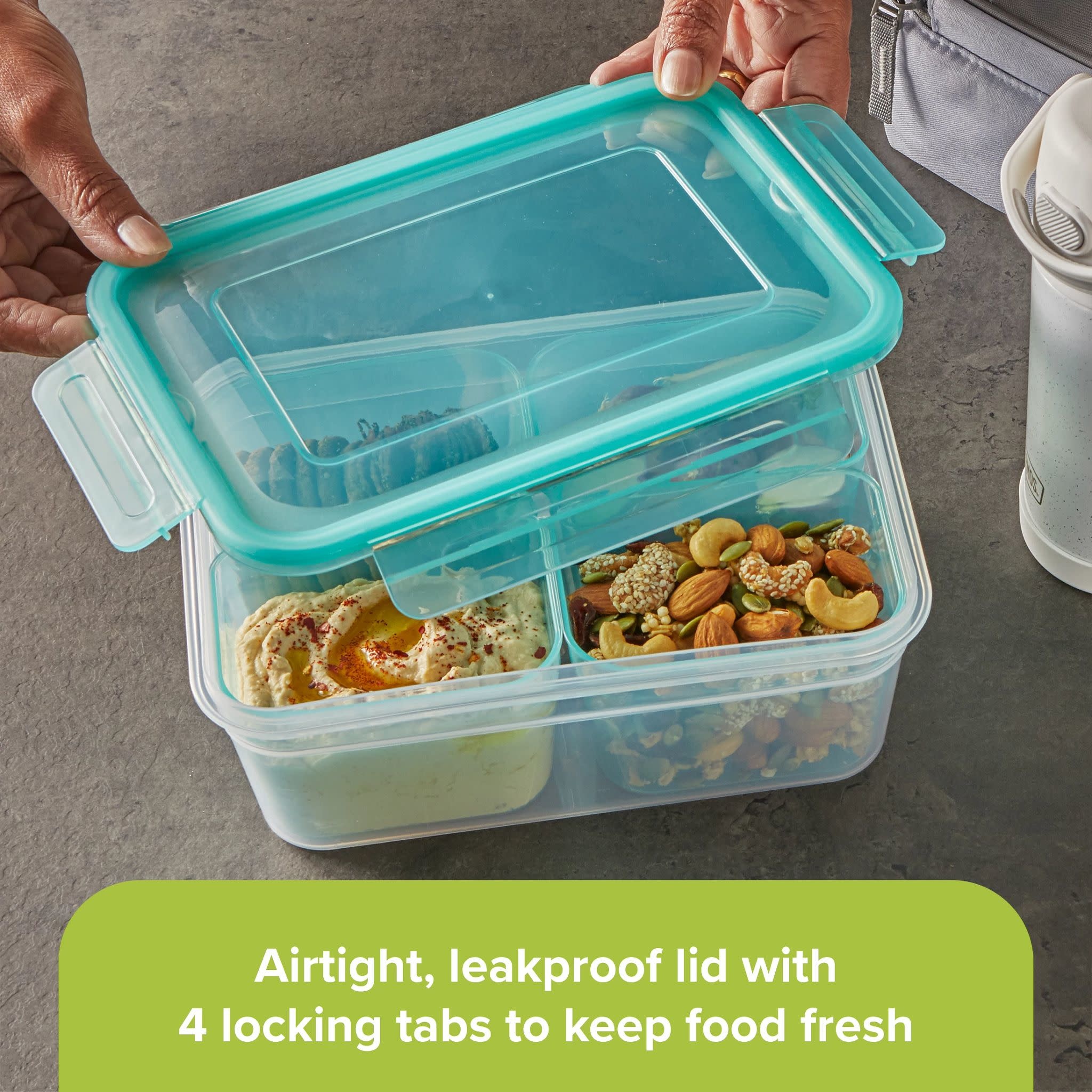 Divided Lunch Containers With Lid & Spoon Improved Freshness Keep